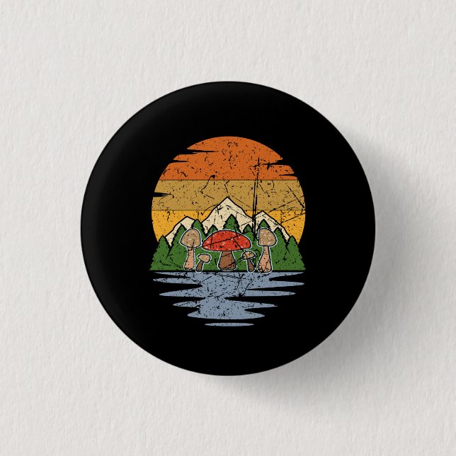 Mushroom Picking Retro 3 Cm Round Badge (Front)