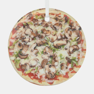 Mushroom Pizza Realistic Food Christmas Glass Tree Decoration
