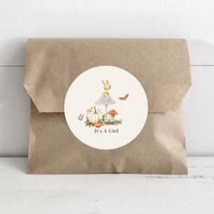 Mushroom Pumpkin Butterfly Woodland Baby Shower Classic Round Sticker