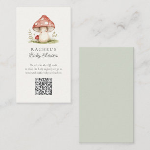 Mushroom QR Code Online Registry Baby Shower Enclosure Card