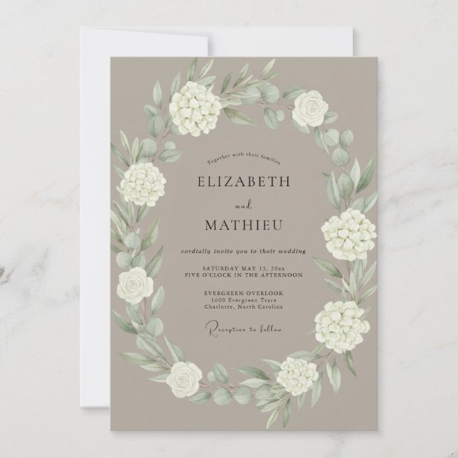 Mushroom Refined Botanical Wedding Invitation (Front)
