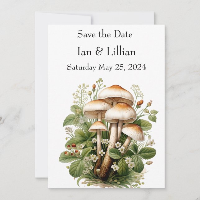 Mushroom Rustic Save the Date Card (Front)