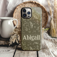 Mushroom Sage Green Woodland Design Funky Boho