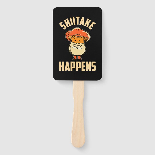 Mushroom Shiitake Happens Hand Fan (Front)