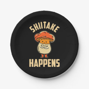 Mushroom Shiitake Happens Paper Plate