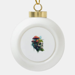 Mushroom Skull Grove Ceramic Ball Christmas Ornament