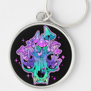 Mushroom skull key ring