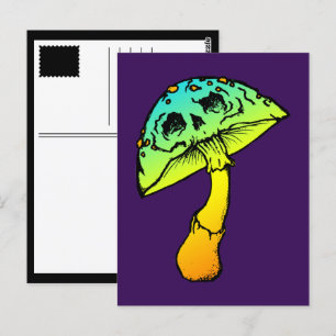 mushroom skull postcard