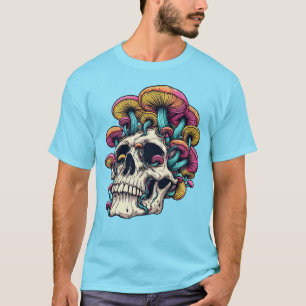 Mushroom Skull Psychedelic Cottagecore Whimsical  T-Shirt