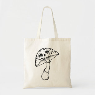 mushroom skull tote bag