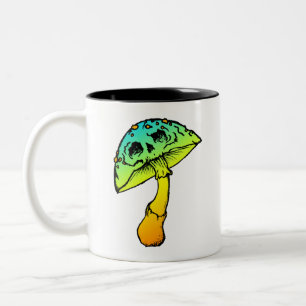 mushroom skull Two-Tone coffee mug