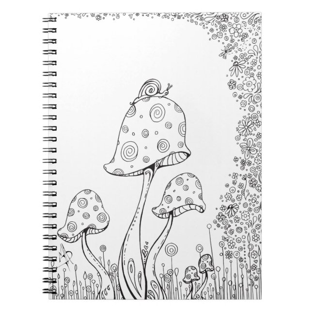Mushroom Snail Notebook Colouring Book MADART (Front)