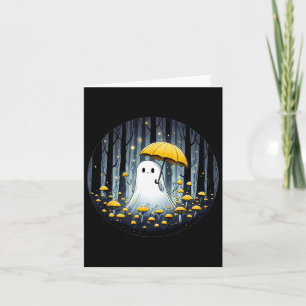 Mushroom Spooky Ghost Halloween Yellow Umbrella Card