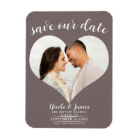 Mushroom Taupe Heart Photo Wedding Save the Date