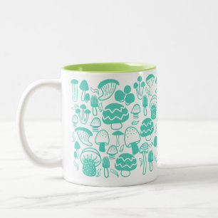 Mushroom Teal White Mug