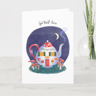 Mushroom Teapot Cottage Got Well Card