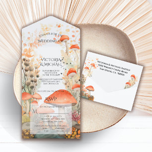 Mushroom Toadstool Enchanted Forest Wedding All In One Invitation