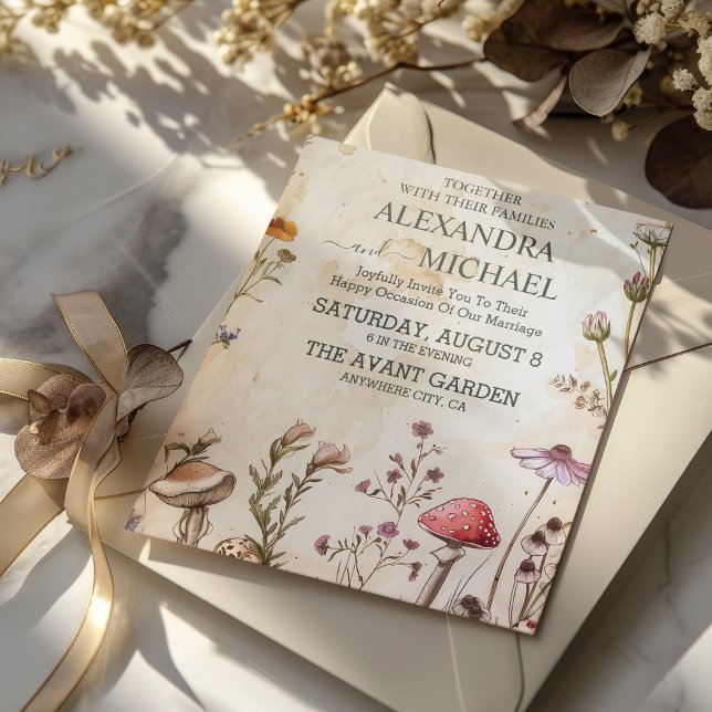 Mushroom Toadstool Enchanted Forest Wedding Invitation (Creator Uploaded)