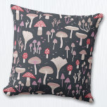 Mushroom Toadstool Fungi Cushion<br><div class="desc">Mushrooms,  toadstools and fungi on a dark background.  Perfect for autumn or fall,  or any time.  Original art by Nic Squirrell.</div>