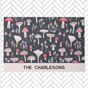 Mushroom Toadstool Fungi Family Name Personalised Doormat