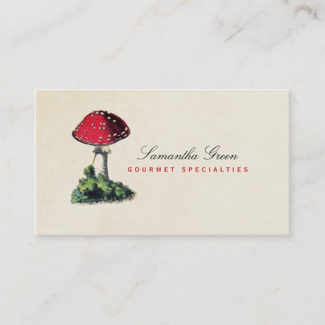 Mushroom Toadstool Red Vintage Business Card (Front)