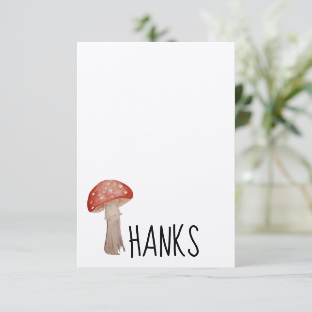 Mushroom Toadstool Thank You Note (Standing Front)