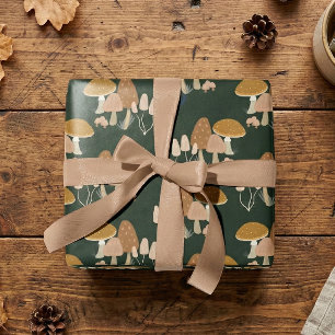 Mushroom Toadstool Woodland Cottagecore Green Wrapping Paper