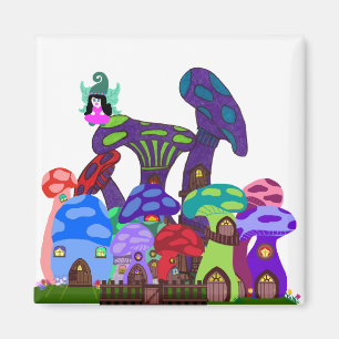 Mushroom town with fairy magnet