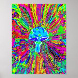 Mushroom Tye Dye Neon Poster