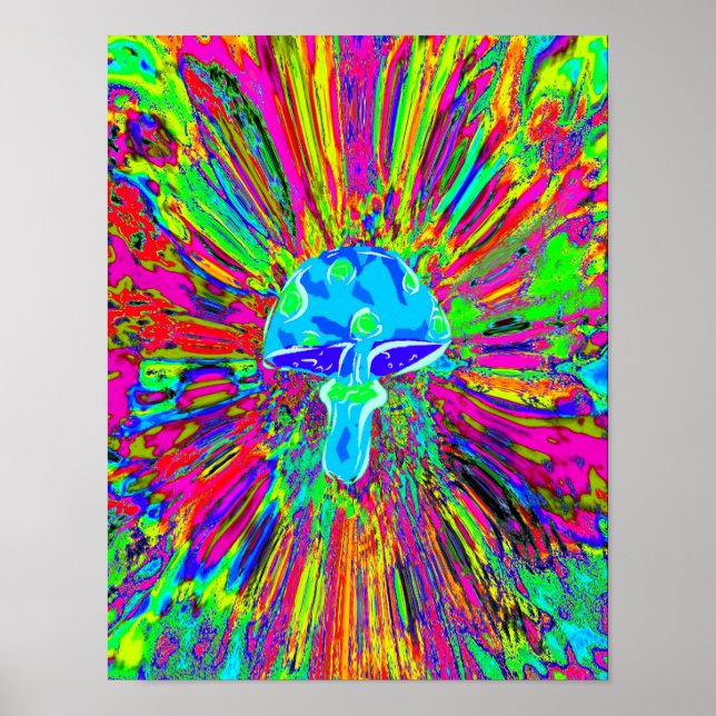 Mushroom Tye Dye Neon Poster (Front)