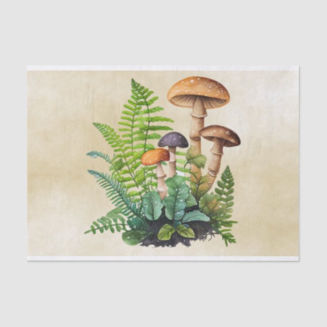 Mushroom Vintage Decoupage Tissue Paper (Front)