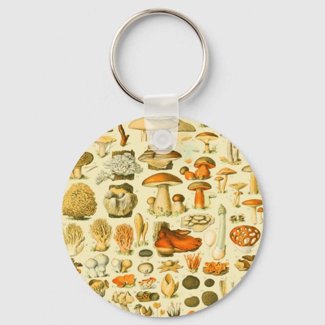 Mushroom Vintage Toadstool Antique Art Key Ring (Front)