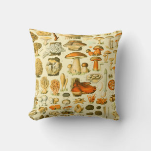 Mushroom Vintage Toadstool Antique Illustration Cushion
