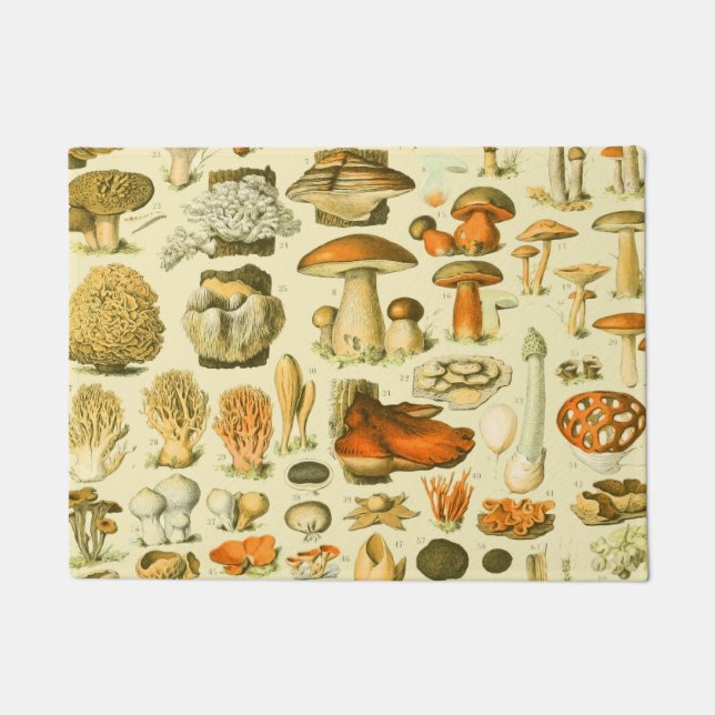 Mushroom Vintage Toadstool Antique Illustration Doormat (Front)
