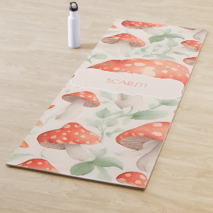 Mushroom Watercolor Colourful Personalised Pattern Yoga Mat