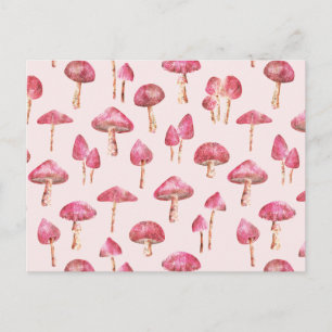 Mushroom Watercolor Pattern Postcard