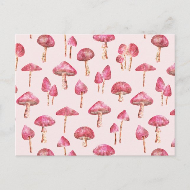 Mushroom Watercolor Pattern Postcard (Front)
