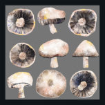 Mushroom Watercolor Poster<br><div class="desc">Minimalist watercolor painting of mushrooms in neutral shades of brown and grey. Original art by Nic Squirrell. Perfect for a kitchen, café or restaurant.</div>