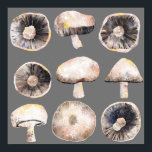 Mushroom Watercolor Poster<br><div class="desc">Minimalist watercolor painting of mushrooms in neutral shades of brown and grey.  Original art by Nic Squirrell.  Perfect for a kitchen,  café or restaurant.</div>
