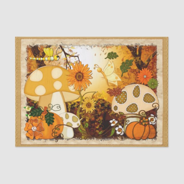 Mushroom Whimsical Autumn Fantasy Tissue Paper (Front)
