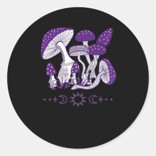 Mushroom Whimsigoth Vibes Classic Round Sticker