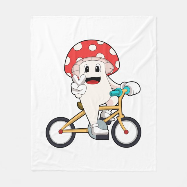 Mushroom with Bicycle.PNG Fleece Blanket (Front)