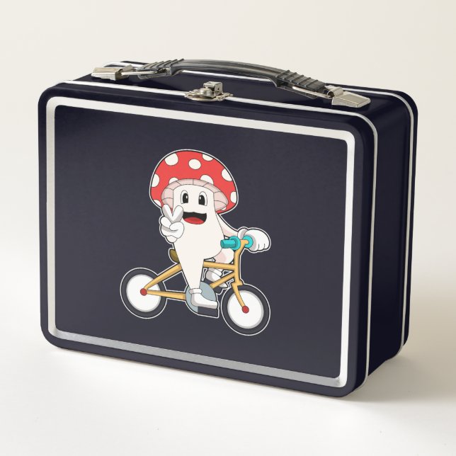 Mushroom with Bicycle.PNG Metal Lunch Box (Front)