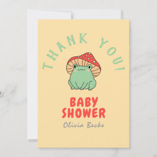 Mushroom with Frog Baby Shower Thank You Card