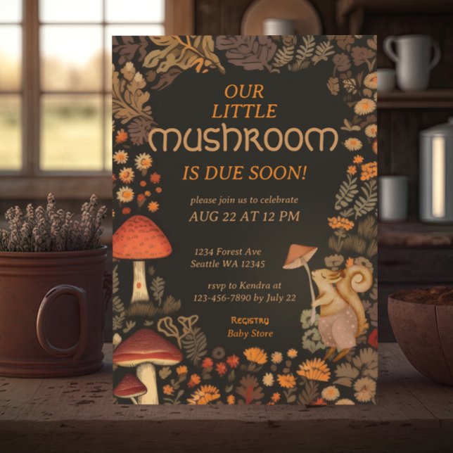 Mushroom Woodland Animal Forest Baby Shower Invitation (Creator Uploaded)
