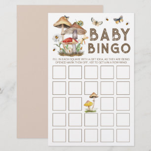 Mushroom Woodland Baby Shower Bingo Card   Whimsic