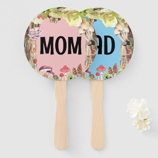 mushroom woodland forest Baby Shower Game Hand Fan (Front and Back)