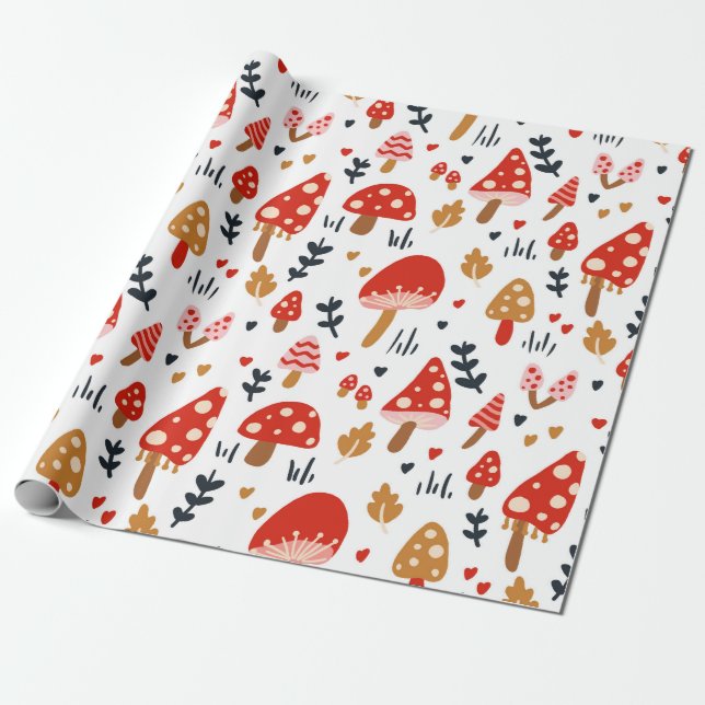 Mushroom Woodland Kathrin Legg Baby Kids Wrapping Paper (Unrolled)