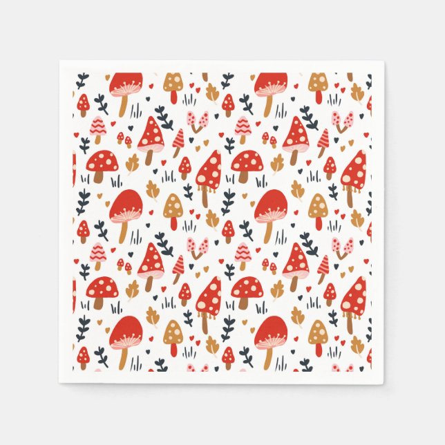 Mushroom Woodland Kathrin Legg Red Mushroom Party Napkin (Front)