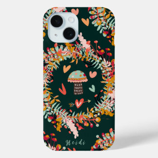 Mushroom Wreaths and Hearts iPhone 15 Case